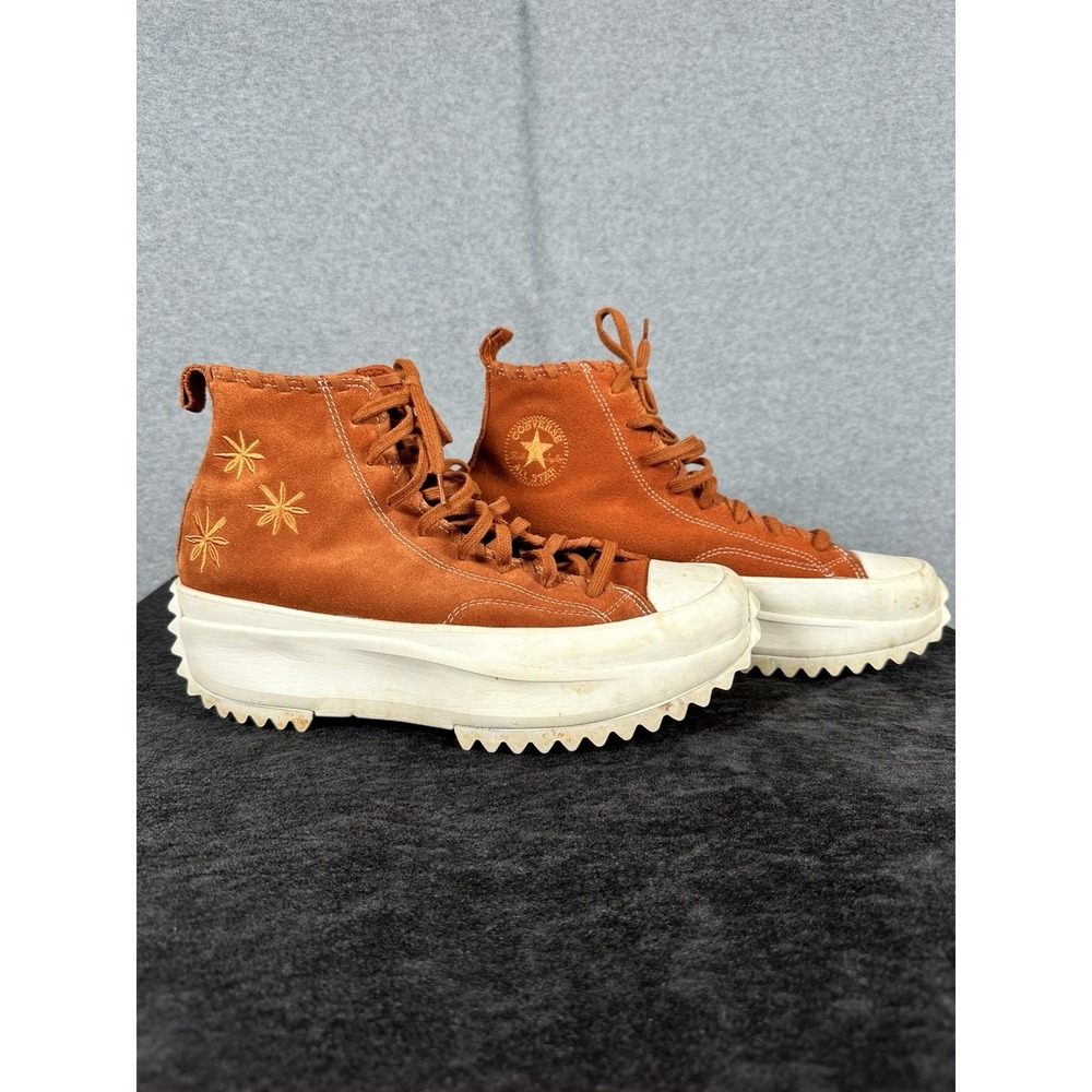 Converse Run Star Hike Floral Suede Platform W12 M10.5 A04299C Brown Sneaker